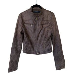 Lioness Brown Faux Suede Moto Jacket Size Small